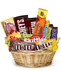 Gift Basket Filled With Popular Candy Bars